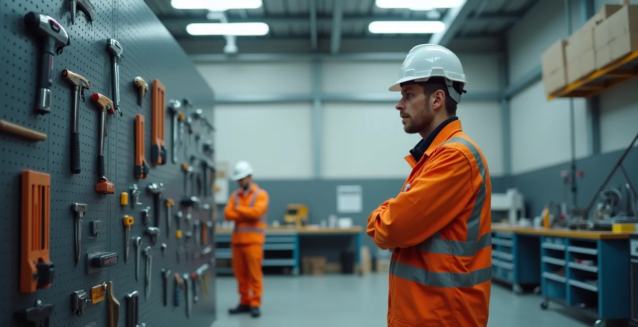 Vue environnementale d'un atelier avec travailleurs en observation mutuelle